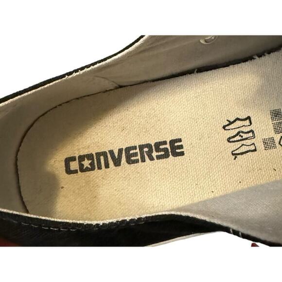 Converse Chuck Taylor Black Canvas Low Top All Star Sneakers Men’s 9 Red Laces - Picture 8 of 9